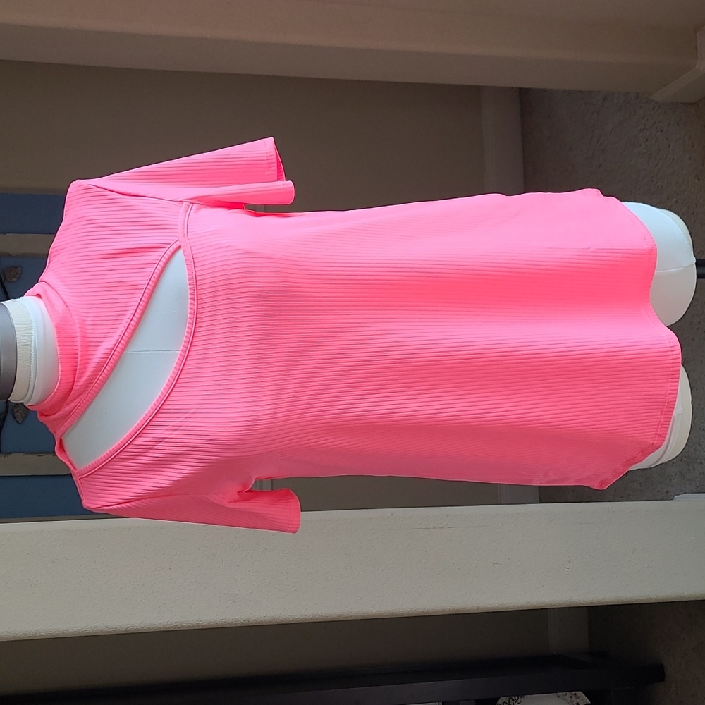 Hot pink top with cutout, Large